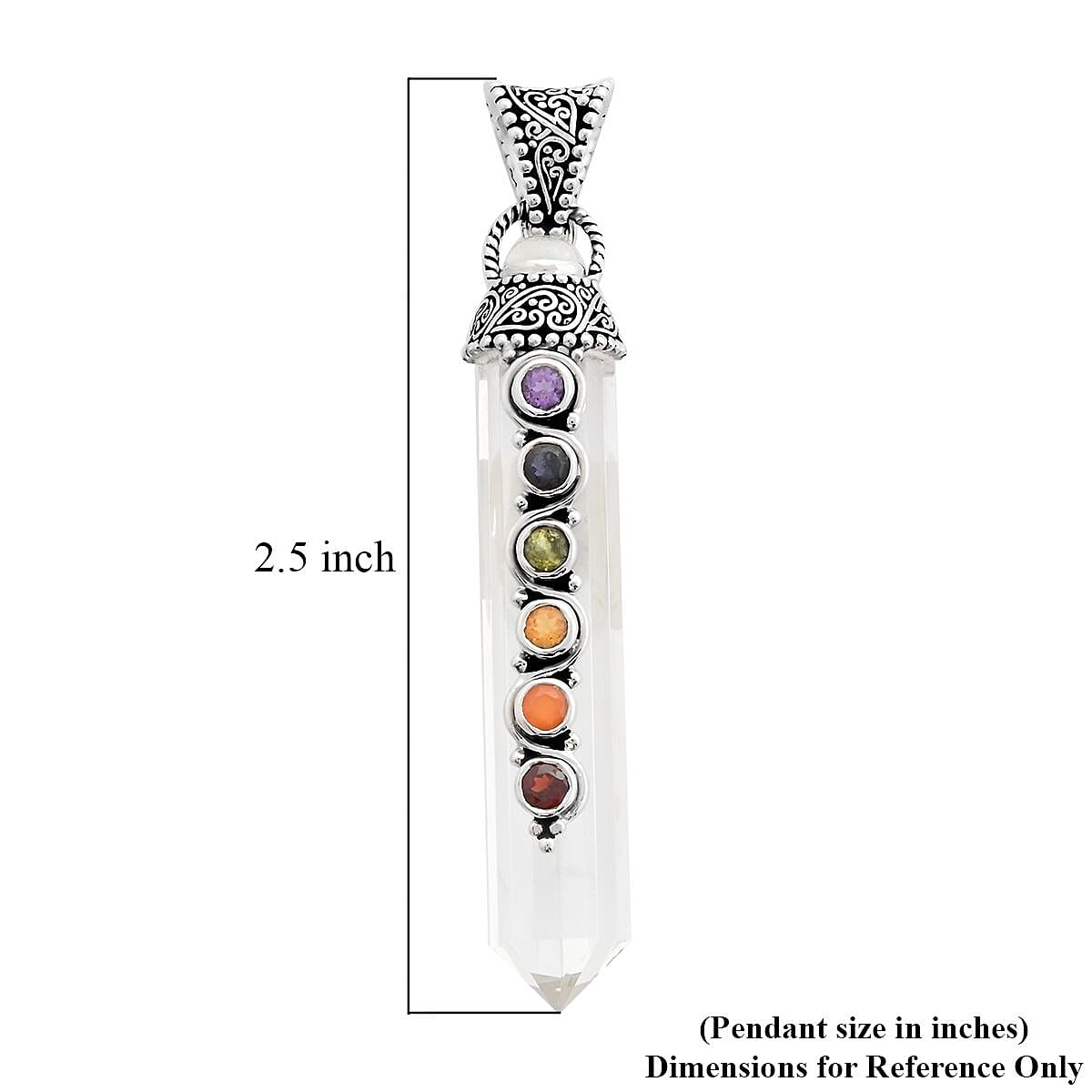 Sajen Silver Austrian Crystal and Multi Gemstone Pendant in Platinum Over Sterling Silver 38.75 ctw image number 4