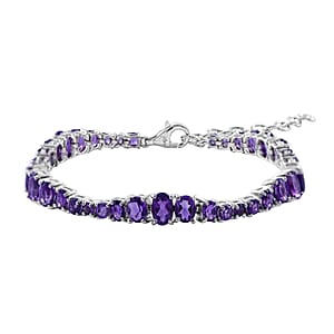 African Amethyst Bracelet in Platinum Over Sterling Silver (6.50-8.50In) 8.85 ctw