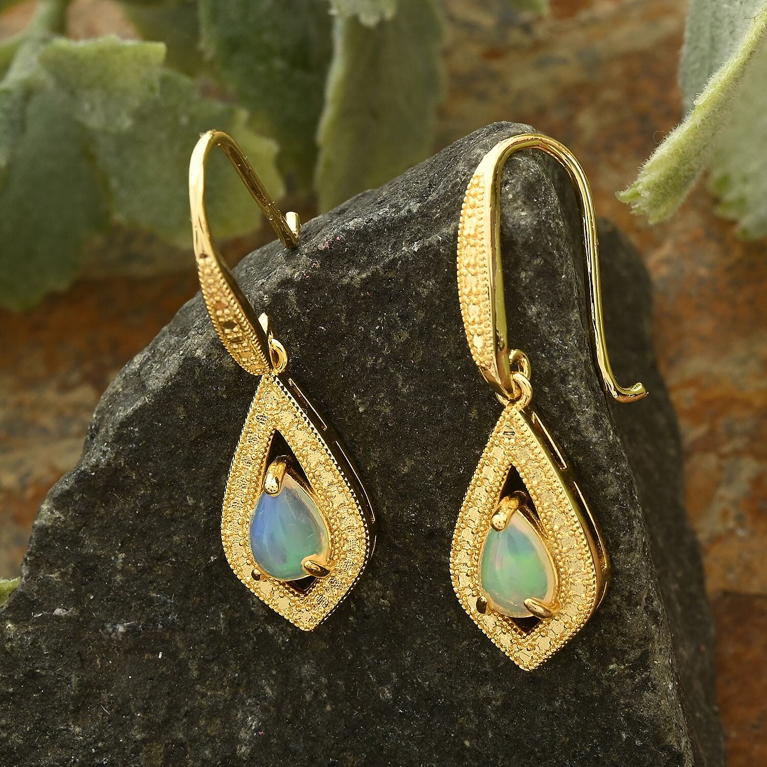 Opal Earrings in Goldtone 2.50 ctw