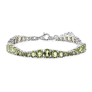 Peridot Bracelet in Platinum Over Sterling Silver (6.50-8.50In) 9.90 ctw