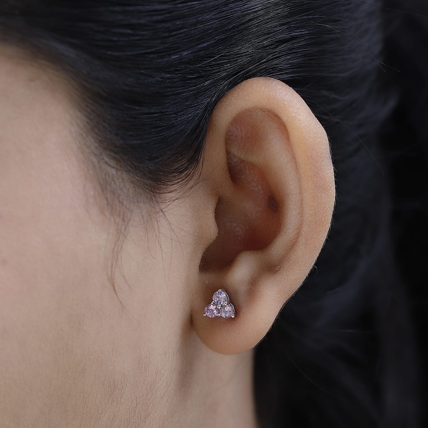 Narsipatnam Purple Spinel Stud Earrings in Platinum Over Sterling Silver 0.75 ctw