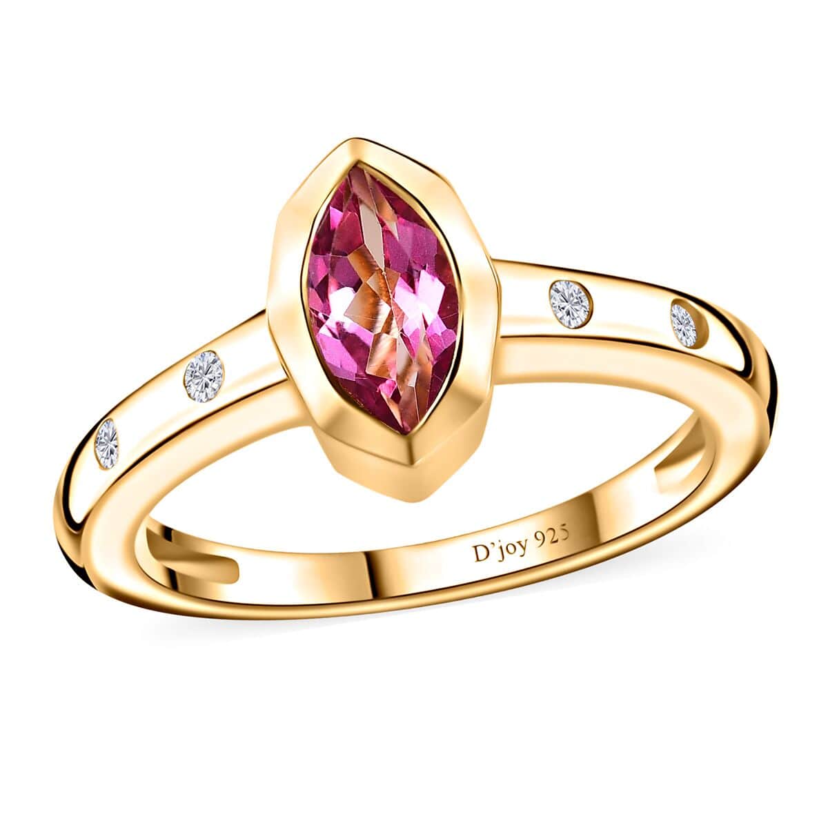 Pure Pink Mystic Topaz and Moissanite Ring in Vermeil Yellow Gold Over Sterling Silver (Size 6.0) 0.65 ctw image number 0