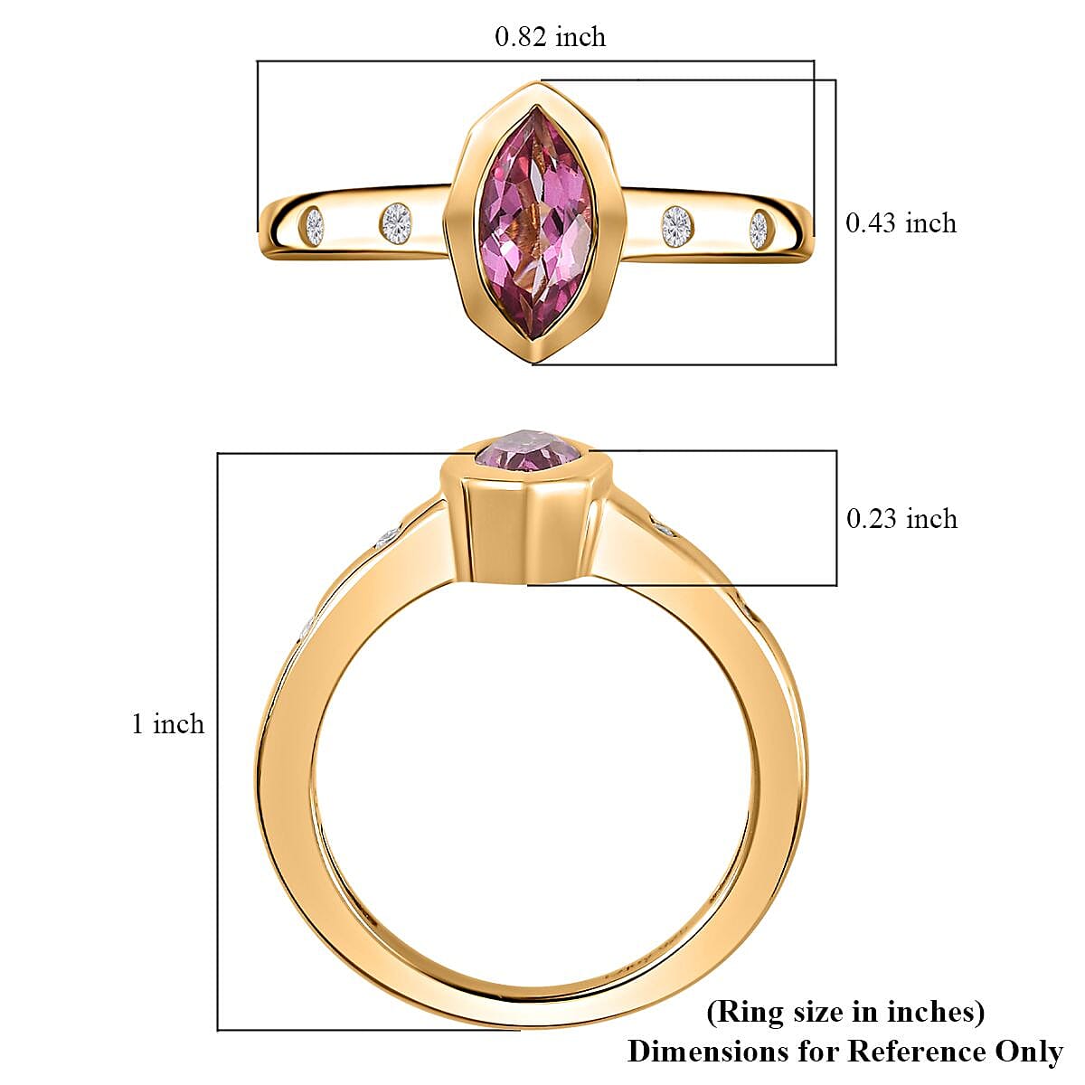 Pure Pink Mystic Topaz and Moissanite Ring in Vermeil Yellow Gold Over Sterling Silver (Size 6.0) 0.65 ctw