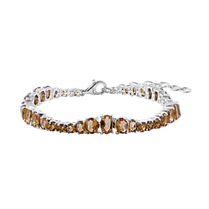 Brazilian Citrine Bracelet in Platinum Over Sterling Silver (6.50-8.50In) 8.75 ctw