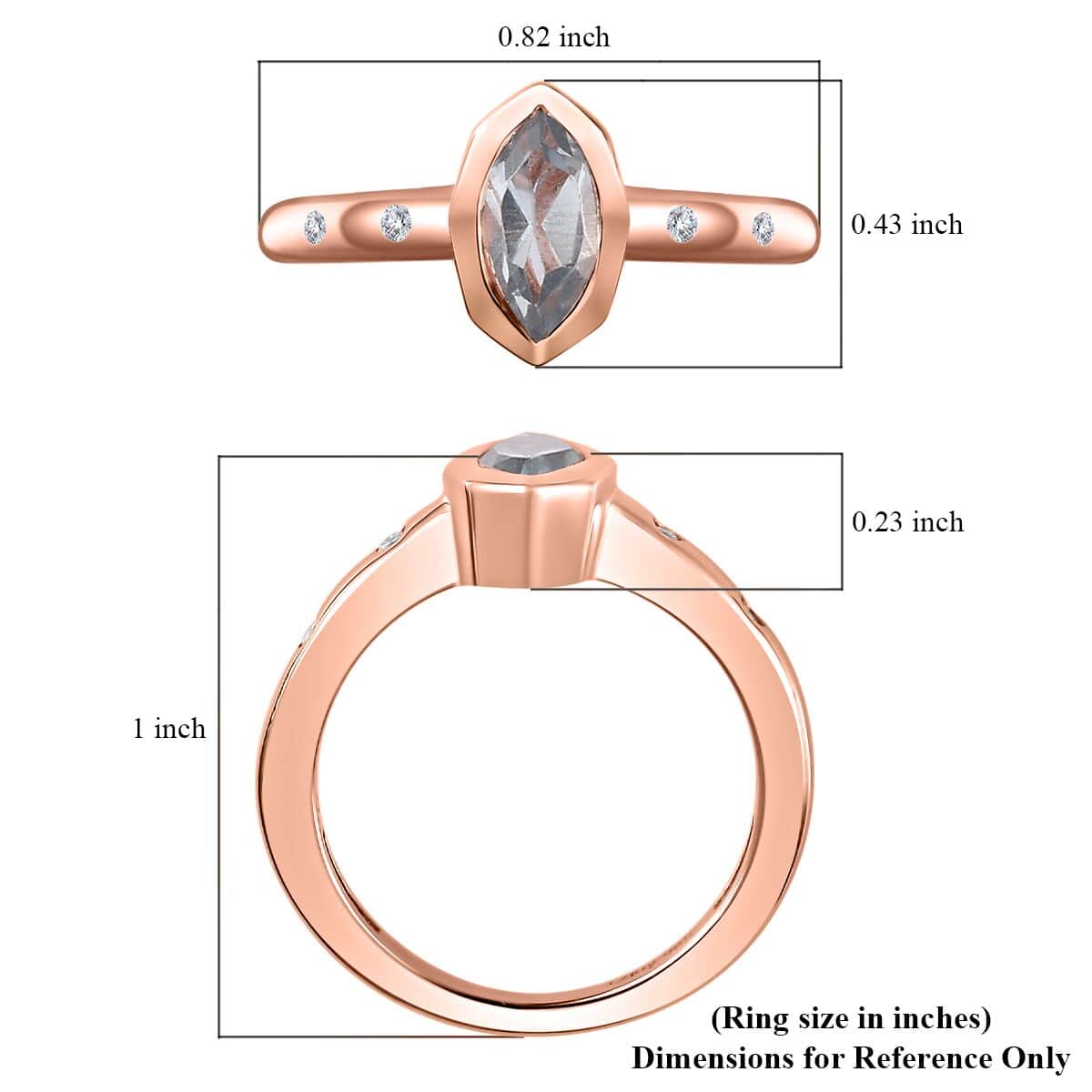 Sky Blue Topaz, Moissanite Ring in Vermeil RG Over Sterling Silver (Size 6.0) 0.65 ctw image number 5