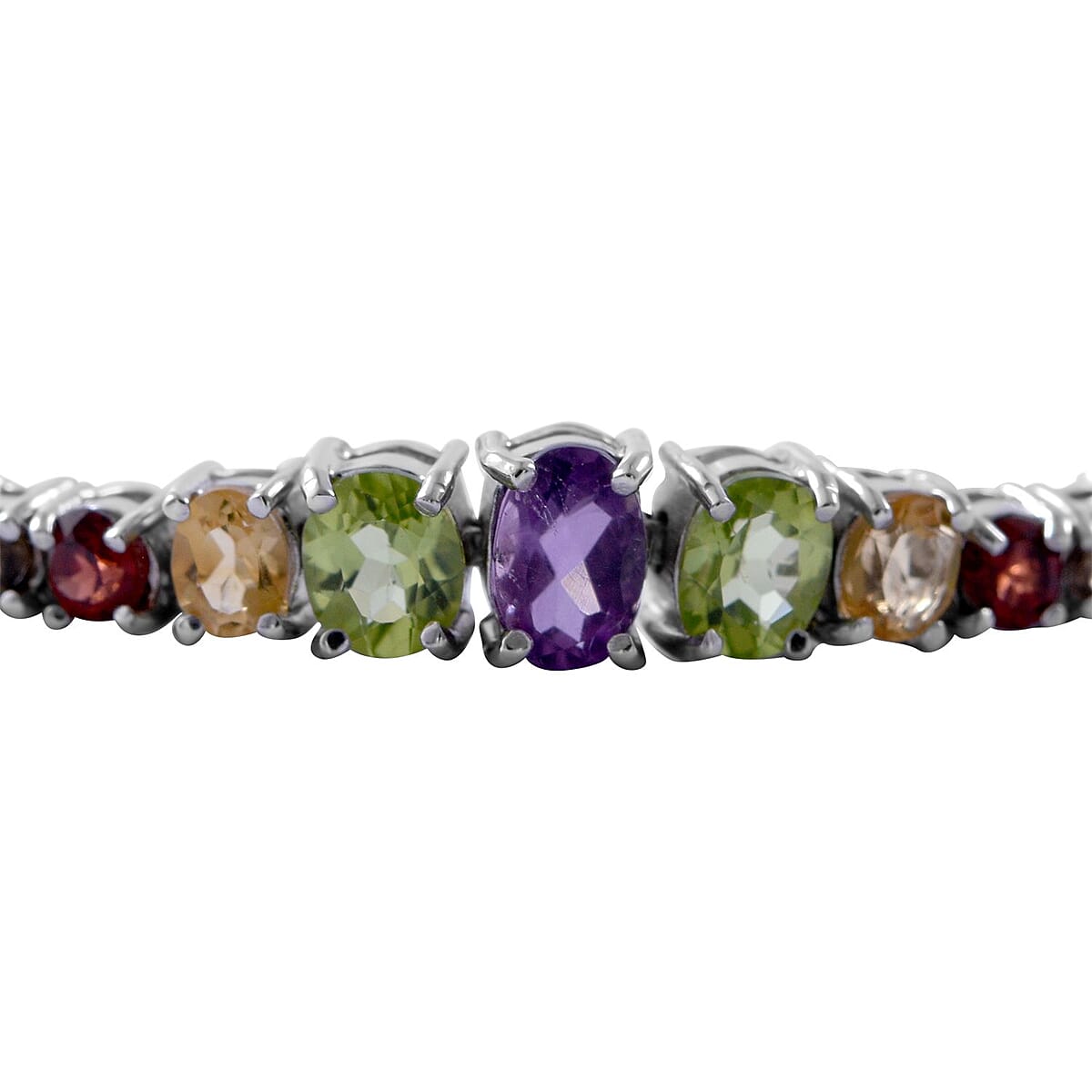 Multi Gemstone Bracelet in Platinum Over Sterling Silver (6.50-8.50In) 9.90 ctw image number 1