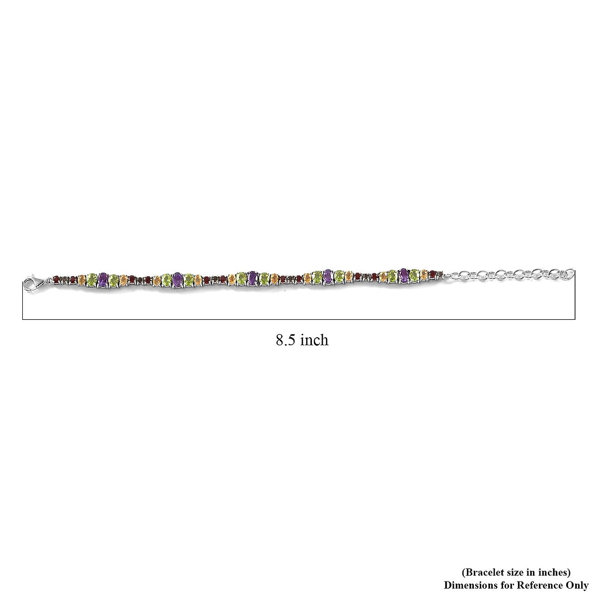 Multi Gemstone Bracelet in Platinum Over Sterling Silver (6.50-8.50In) 9.90 ctw image number 3