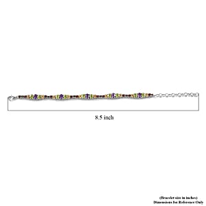Multi Gemstone Bracelet in Platinum Over Sterling Silver (6.50-8.50In) 9.90 ctw