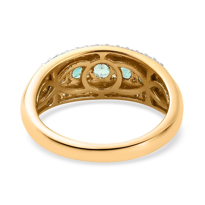 Emerald and Moissanite Ring in Vermeil Yellow Gold Over Sterling Silver (Size 6.0) 0.75 ctw