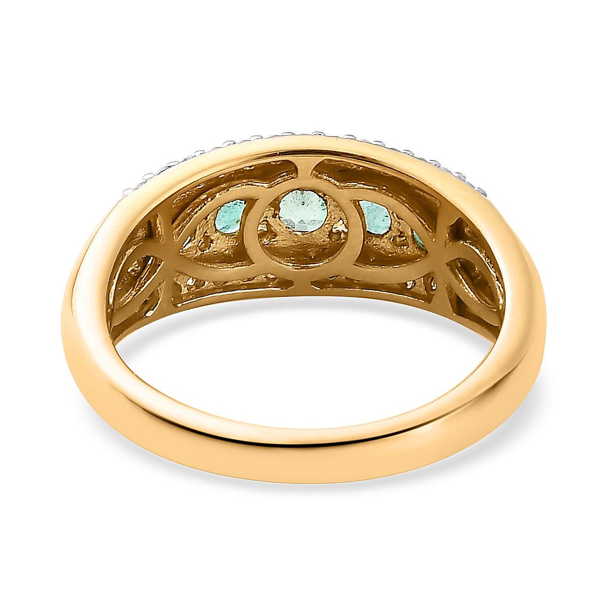 Emerald and Moissanite Ring in Vermeil Yellow Gold Over Sterling Silver (Size 8.0) 0.75 ctw image number 4