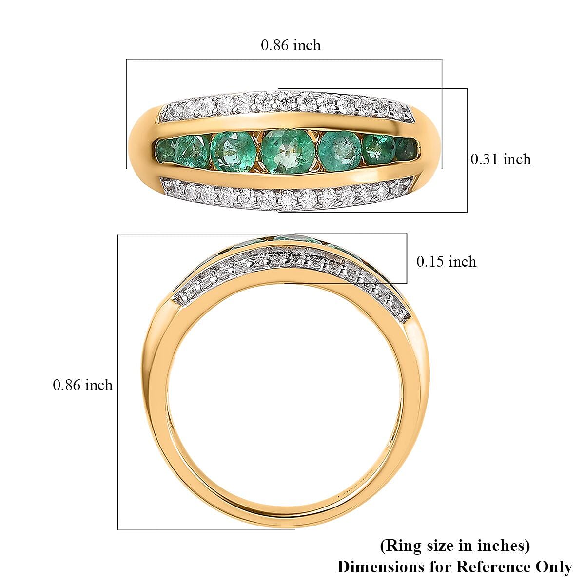 Emerald and Moissanite Ring in Vermeil Yellow Gold Over Sterling Silver (Size 8.0) 0.75 ctw image number 5