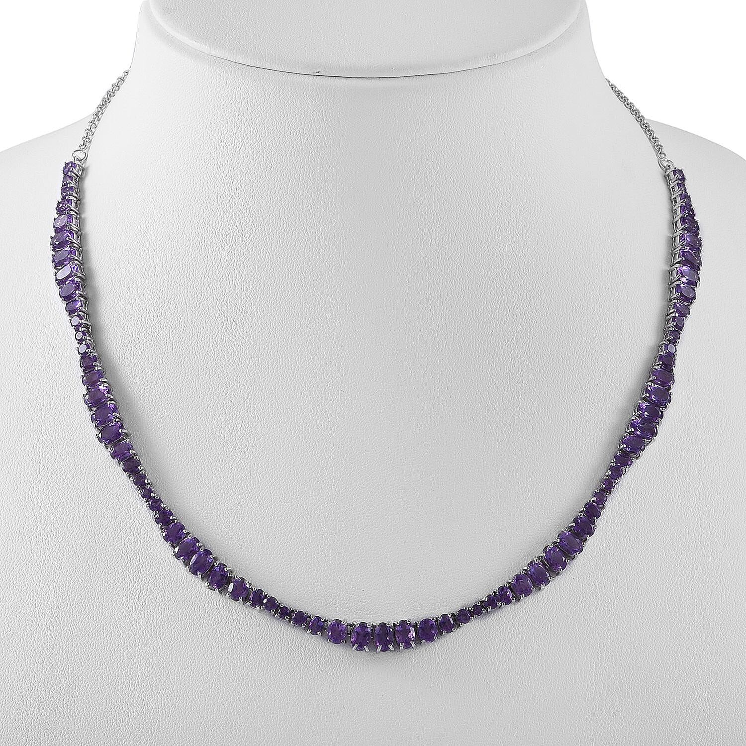 African Amethyst Necklace 18 Inches in Platinum Over Sterling Silver 18.20 ctw