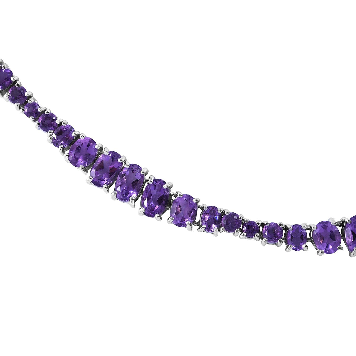 Buy African Amethyst Necklace 18 Inches in Platinum Over Sterling