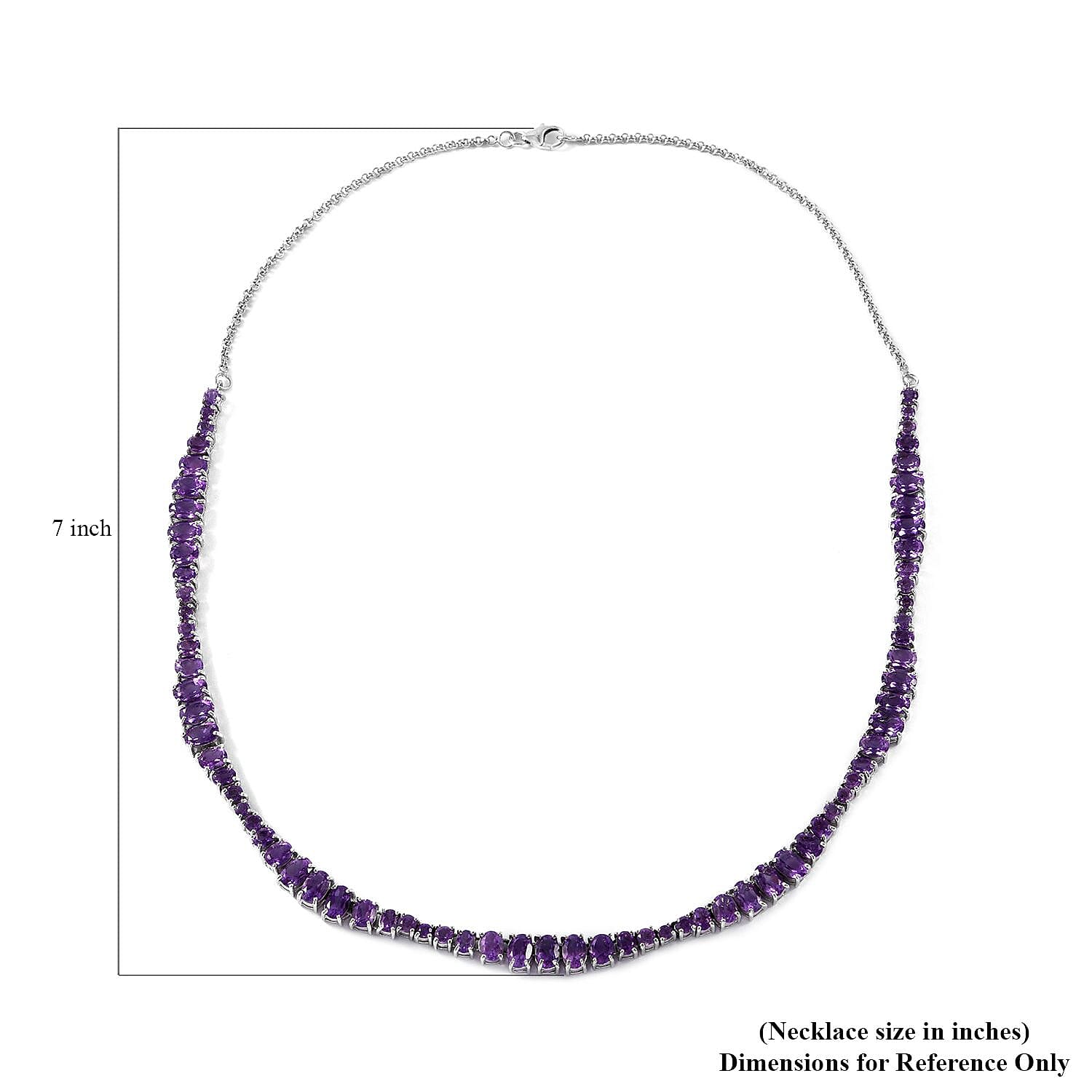 African Amethyst Necklace 18 Inches in Platinum Over Sterling Silver 18.20 ctw