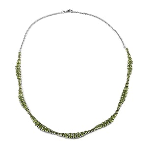 Peridot Necklace 18 Inches in Platinum Over Sterling Silver 21.10 ctw