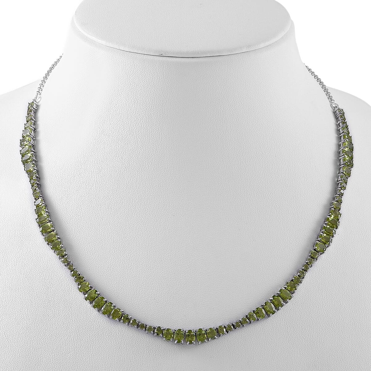 Peridot Necklace 18 Inches in Platinum Over Sterling Silver 21.10 ctw image number 1