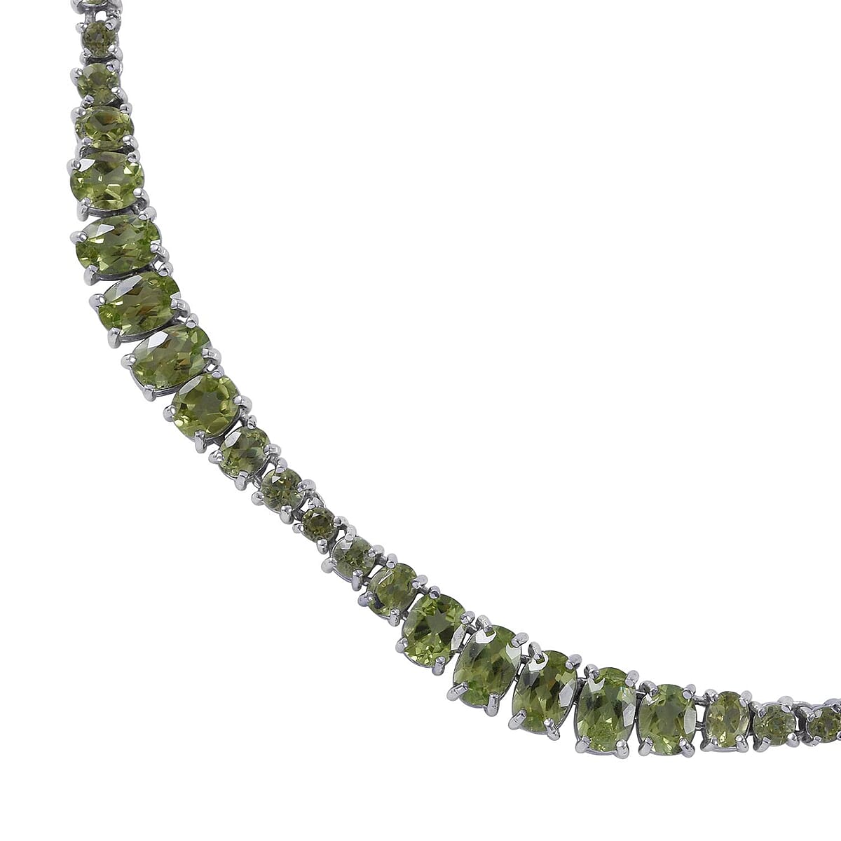Peridot Necklace 18 Inches in Platinum Over Sterling Silver 21.10 ctw image number 2