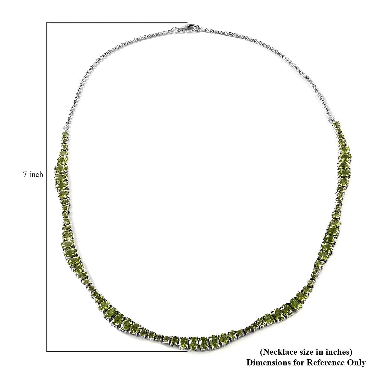 Peridot Necklace 18 Inches in Platinum Over Sterling Silver 21.10 ctw image number 4