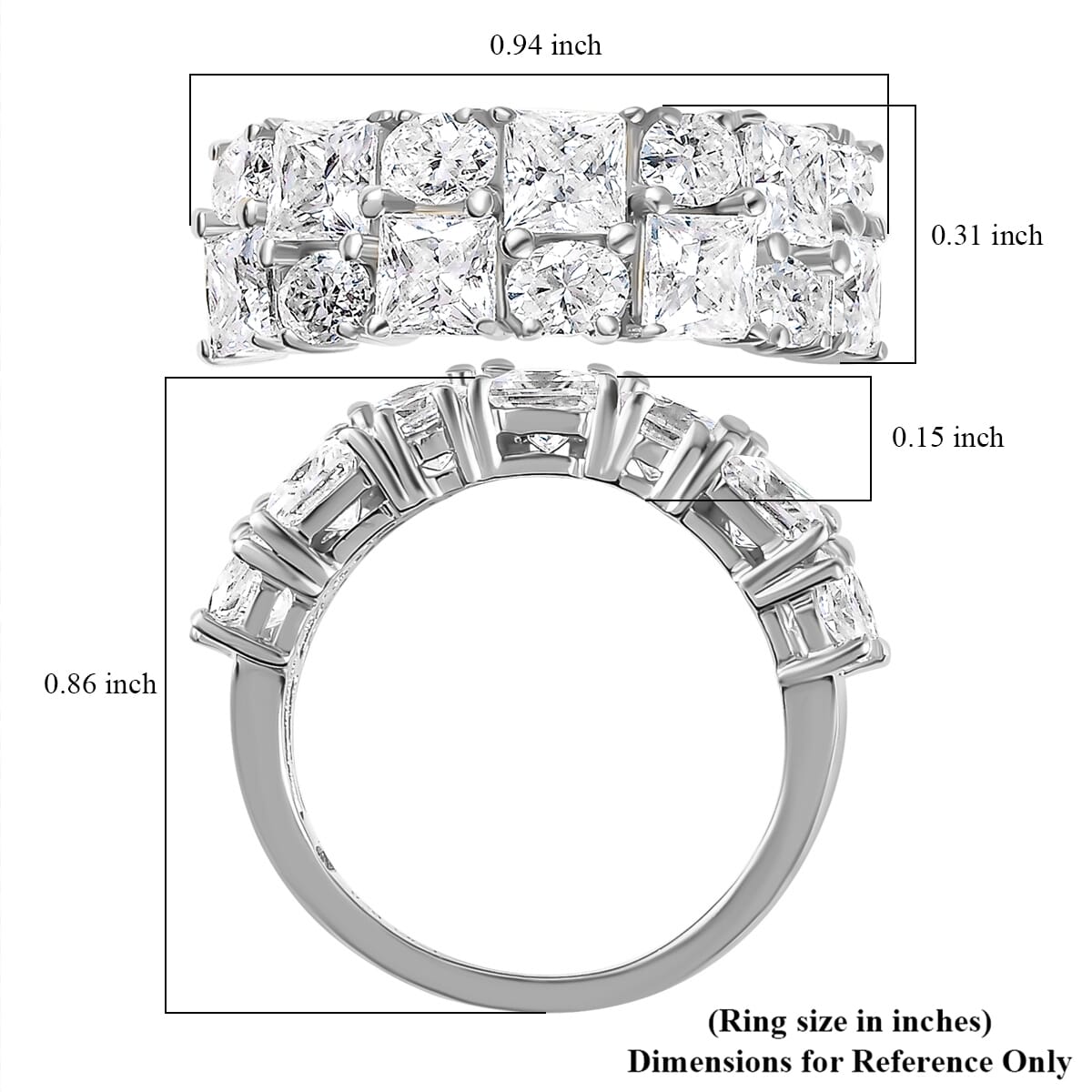 Moissanite Ring in Platinum Over Sterling Silver (Size 6.0) 3.65 ctw image number 5
