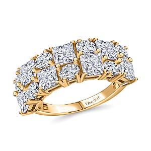 Moissanite Mixed Shapes 2 Row Band Ring in Vermeil Yellow Gold Over Sterling Silver (Size 9.0) 3.65 ctw