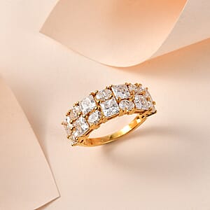 Moissanite Mixed Shapes 2 Row Band Ring in Vermeil Yellow Gold Over Sterling Silver (Size 9.0) 3.65 ctw
