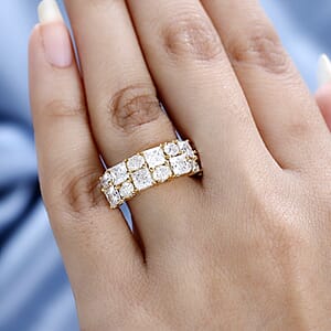 Moissanite Mixed Shapes 2 Row Band Ring in Vermeil Yellow Gold Over Sterling Silver (Size 9.0) 3.65 ctw