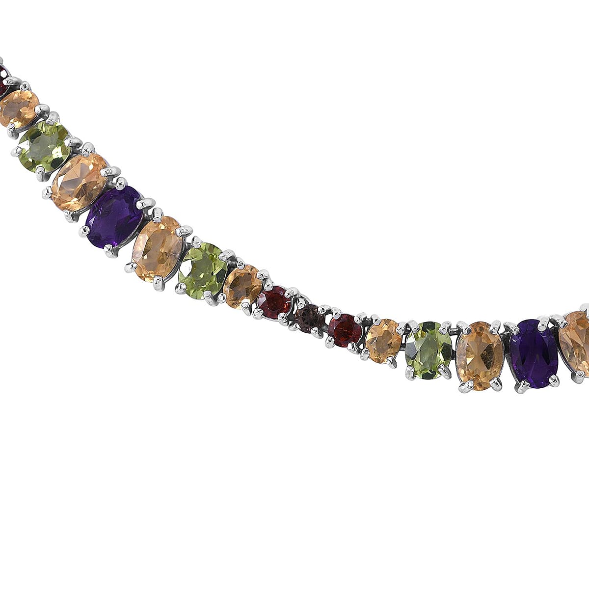 Multi Gemstone Necklace 18 Inches in Platinum Over Sterling Silver 17.50 ctw image number 2