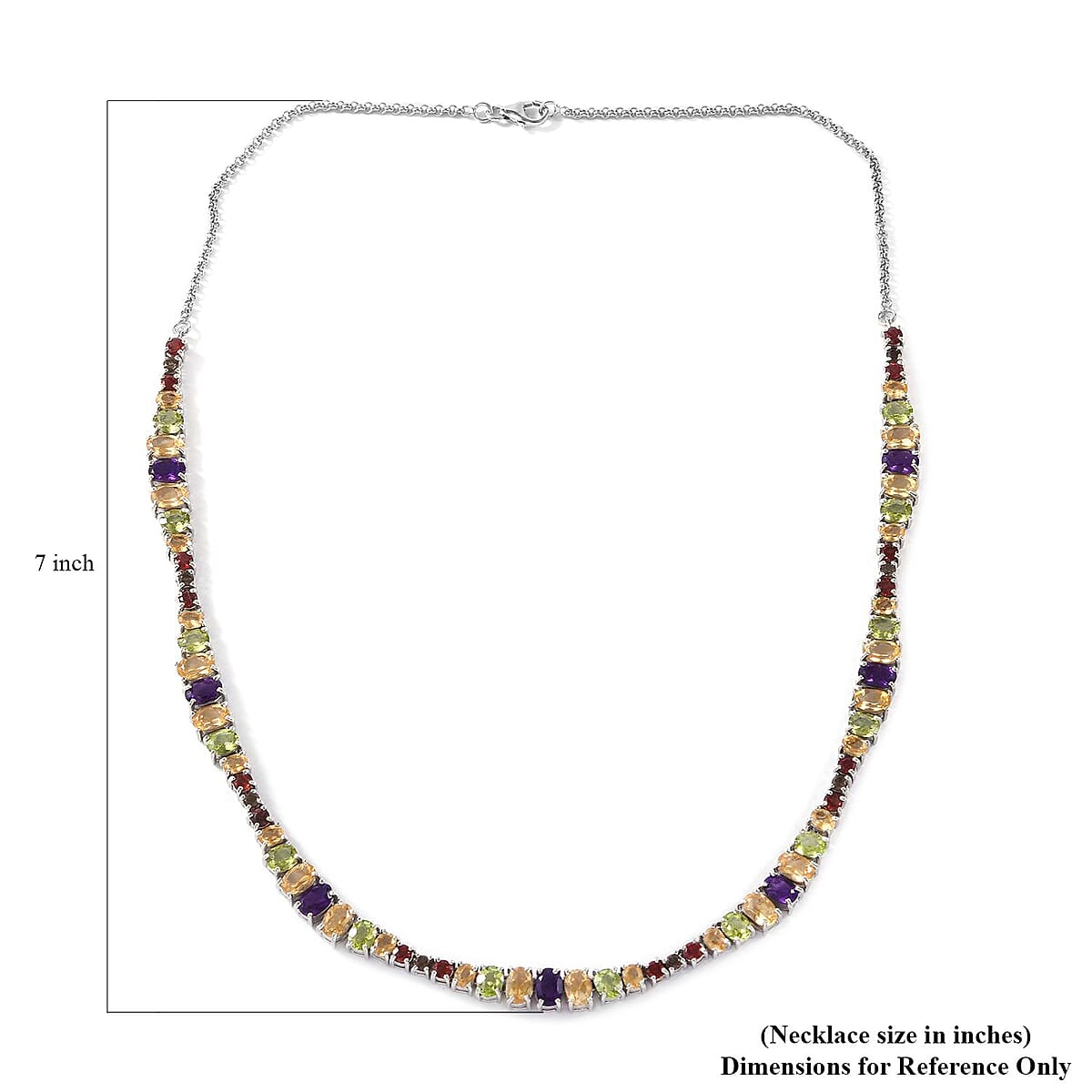 Multi Gemstone Necklace 18 Inches in Platinum Over Sterling Silver 17.50 ctw image number 4