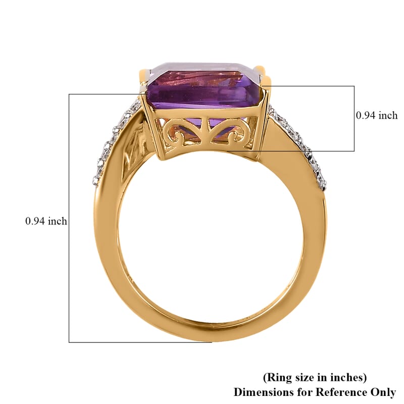 African Amethyst and Moissanite Snake Inspired Bypass Statement Cocktail Ring in Vermeil Yellow Gold Over Sterling Silver (Size 6.0) 7.40 ctw