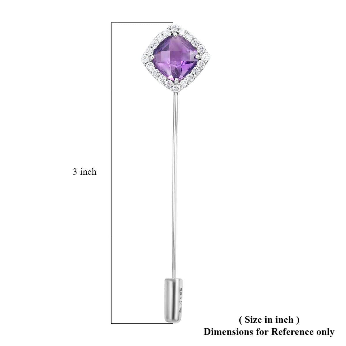 Amethyst and Simulated Diamond Barpin in Sterling Silver 3.25 ctw image number 3