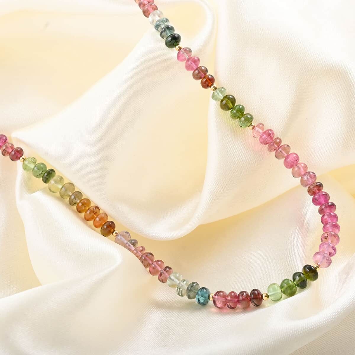 Certified & Appraised Iliana 18K Yellow Gold AAAA Multi-Tourmaline Beaded Necklace 18 Inches 80.00 ctw image number 1
