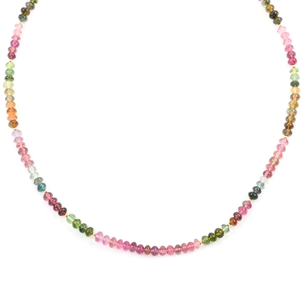 Certified & Appraised Iliana 18K Yellow Gold AAAA Multi-Tourmaline Beaded Necklace 18 Inches 80.00 ctw image number 2