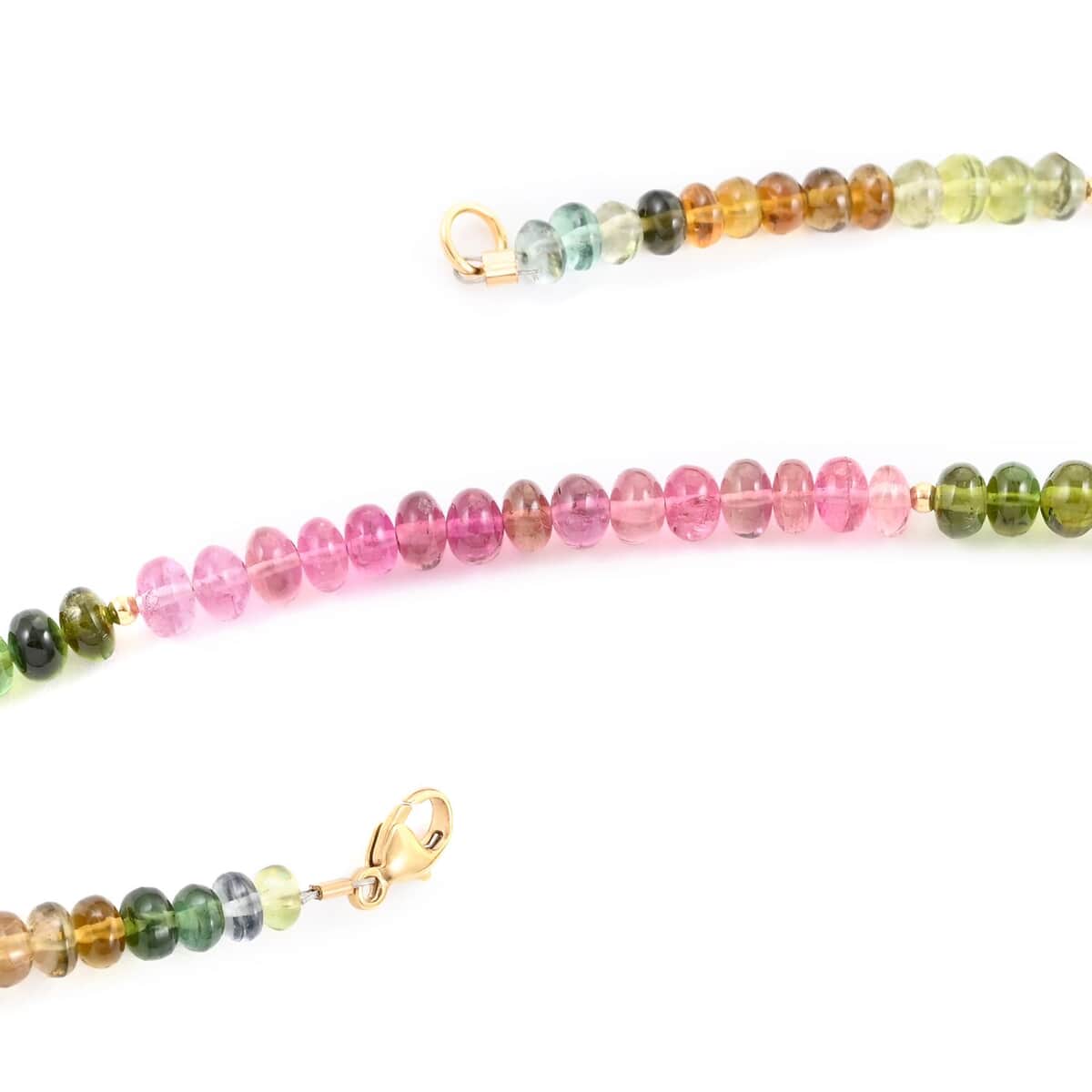Certified & Appraised Iliana 18K Yellow Gold AAAA Multi-Tourmaline Beaded Necklace 18 Inches 80.00 ctw image number 3