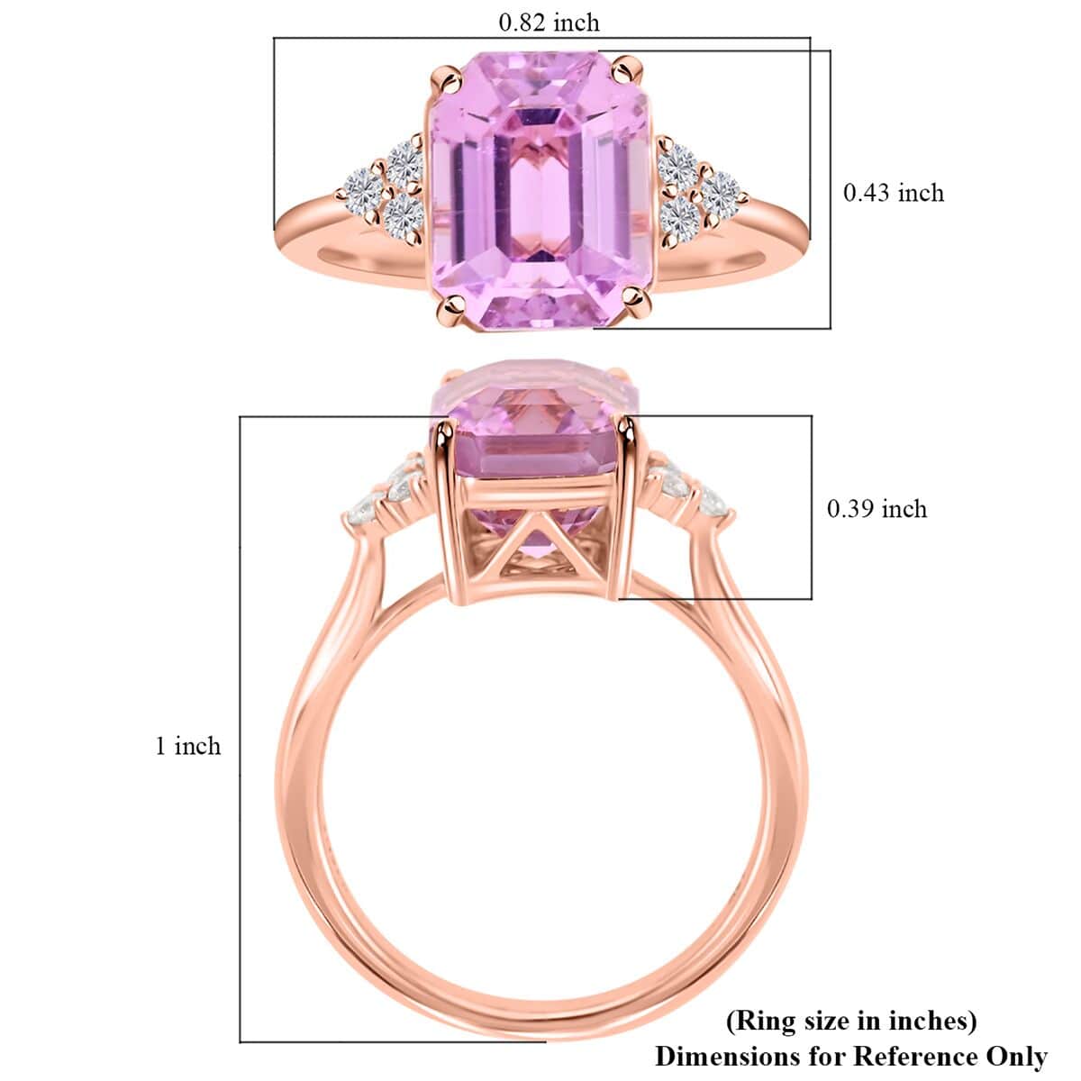 Iliana 18K Rose Gold AAAA Patroke Kunzite and G-H SI Diamond Ring 4.60 ctw image number 4