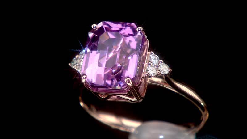 Iliana 18K Rose Gold AAAA Patroke Kunzite and G-H SI Diamond Ring 4.60 ctw