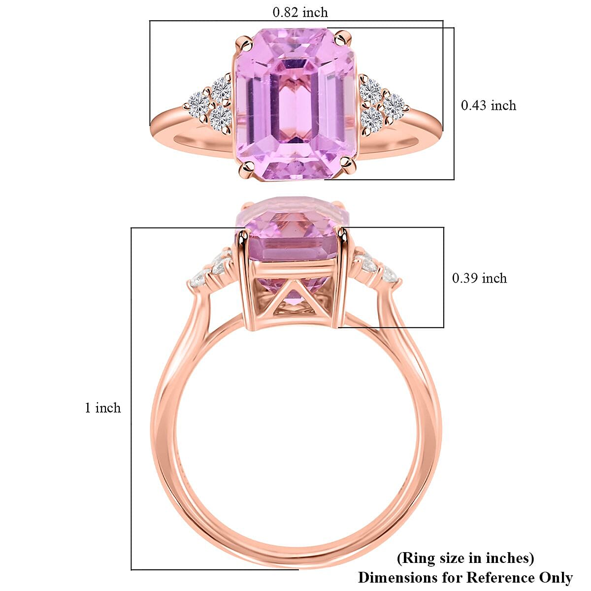 Certified & Appraised Iliana 18K Rose Gold AAAA Patroke Kunzite and G-H SI Diamond Ring (Size 7.0) 4.60 ctw image number 4