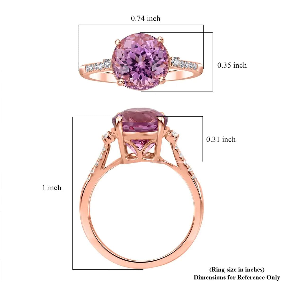 Iliana 18K Rose Gold AAAA Patroke Kunzite and G-H SI Diamond Ring 3.85 ctw image number 6