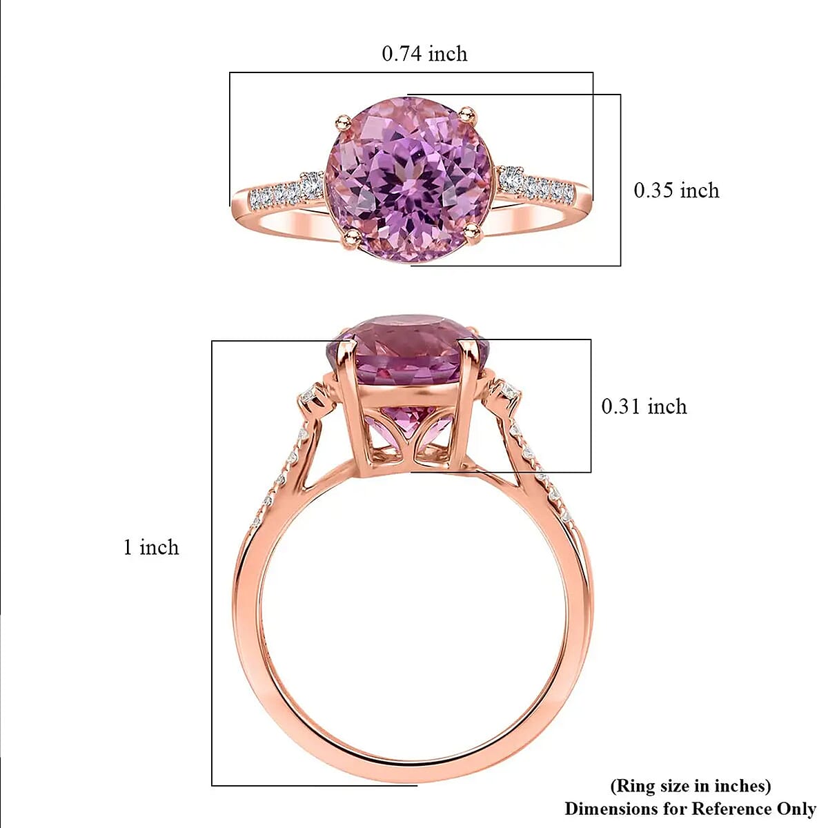 Certified & Appraised Iliana AAAA Patroke Kunzite and G-H SI Diamond 3.85 ctw Ring in 18K Rose Gold (Size 9.0) image number 6