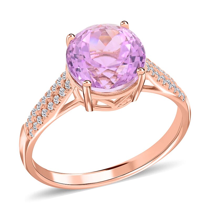 Certified and Appraised Iliana AAAA Patroke Kunzite, Diamond Ring in 18K Rose Gold 5.50 ctw (Size 10.0)