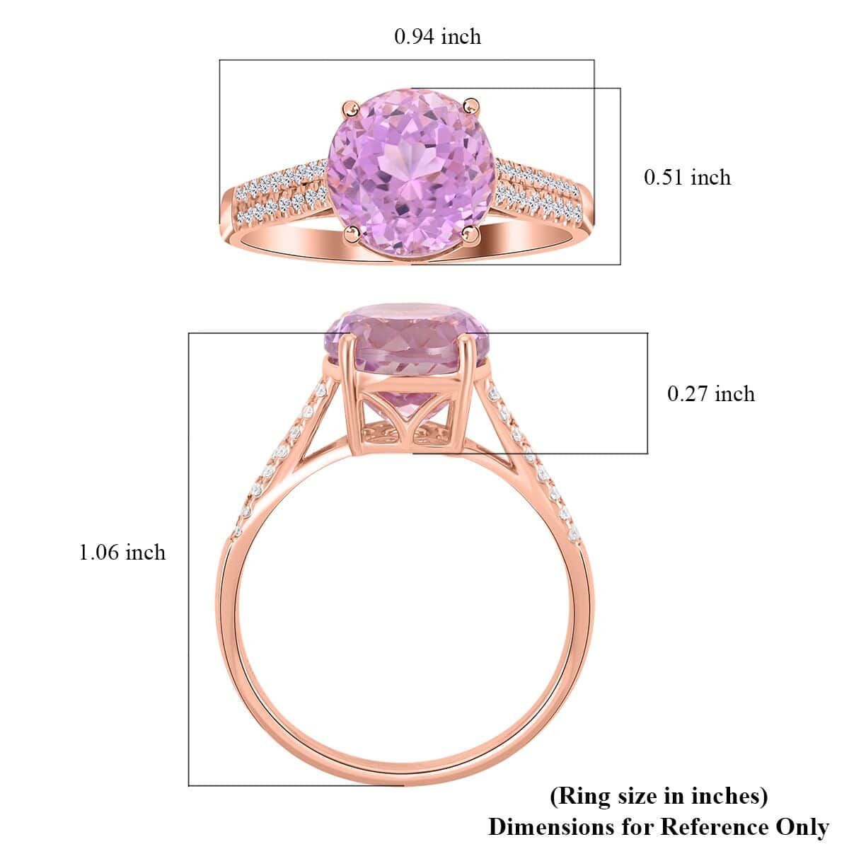 Iliana 18K Rose Gold AAAA Patroke Kunzite and G-H SI Diamond Ring 4.07 Grams 5.50 ctw image number 4