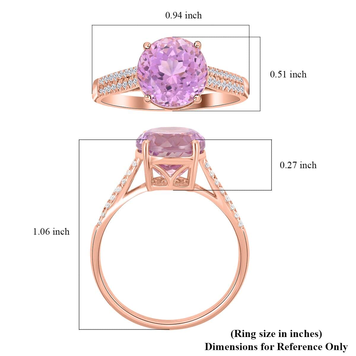 Certified & Appraised Iliana 18K Rose Gold AAAA Patroke Kunzite and G-H SI Diamond Ring (Size 7.0) 4.07 Grams 5.50 ctw image number 4
