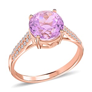 Certified & Appraised Iliana 18K Rose Gold AAAA Patroke Kunzite and G-H SI Diamond Ring (Size 8.0) 4.07 Grams 5.50 ctw