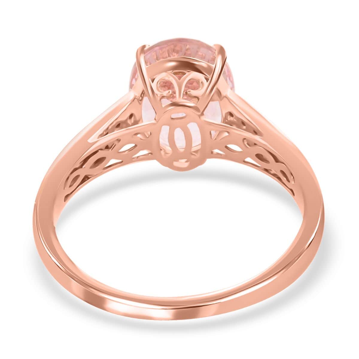 Luxoro 14K Rose Gold AAA Pink Morganite and G-H I2 Diamond Ring 2.60 ctw image number 4