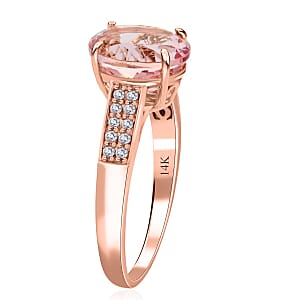 Luxoro 14K Rose Gold AAA Palmeiras Pink Morganite and G-H I2 Diamond Ring (Size 8.0) 2.60 ctw