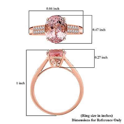 Luxoro 14K Rose Gold AAA Palmeiras Pink Morganite and G-H I2 Diamond Ring (Size 8.0) 2.60 ctw