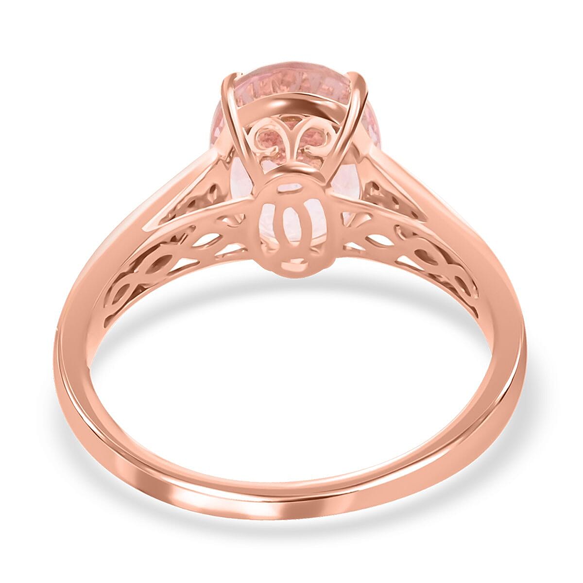 Luxoro 14K Rose Gold AAA Pink Morganite and G-H I2 Diamond Ring (Size 9.0) 2.60 ctw image number 4