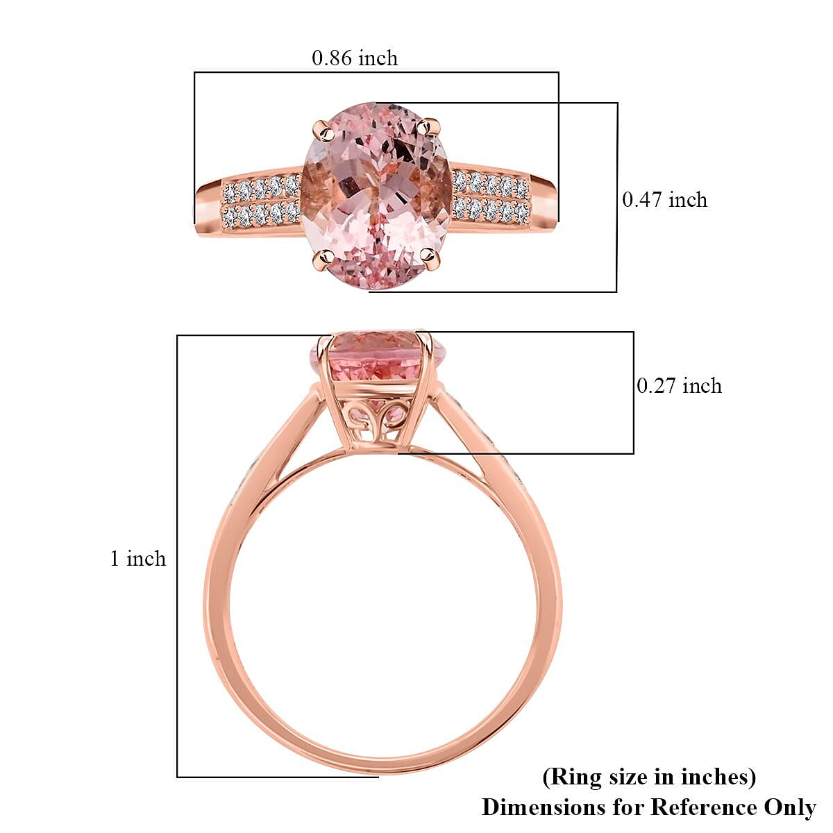Luxoro 14K Rose Gold AAA Pink Morganite and G-H I2 Diamond Ring (Size 9.0) 2.60 ctw image number 5