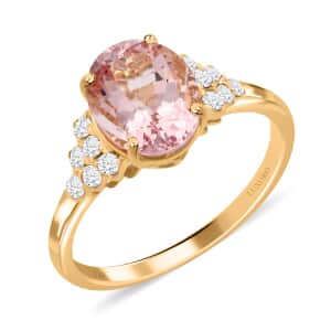Luxoro 14K Yellow Gold Gold AAA Palmeiras Pink Morganite and G-H I2 Diamond Ring (Size 10.0) 2.75 ctw