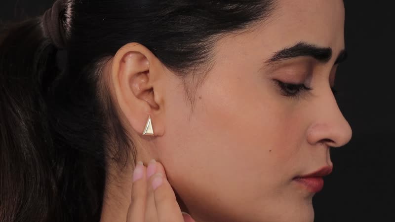 Luxoro 10K Yellow Gold Triangle Shape Stud Earrings 1.25 Grams