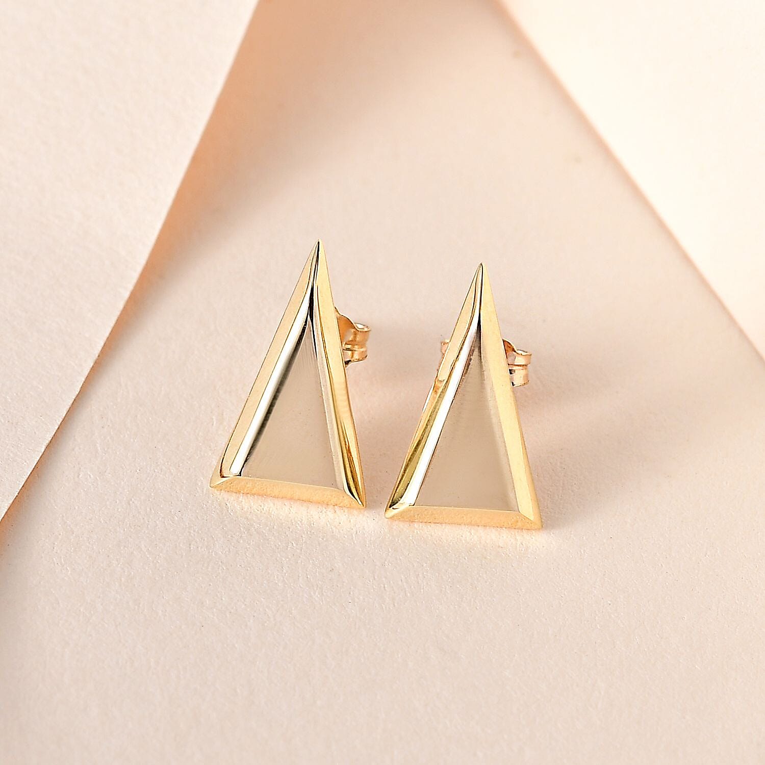 Luxoro 10K Yellow Gold Triangle Shape Stud Earrings 1.25 Grams